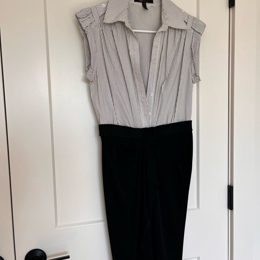 BCBGMaxazria Black and White Striped Dress